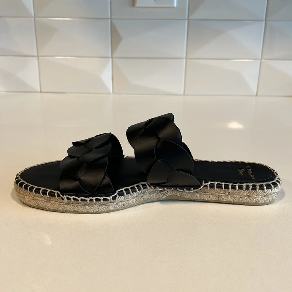 Altuzarra Black Braided Slide Sandals